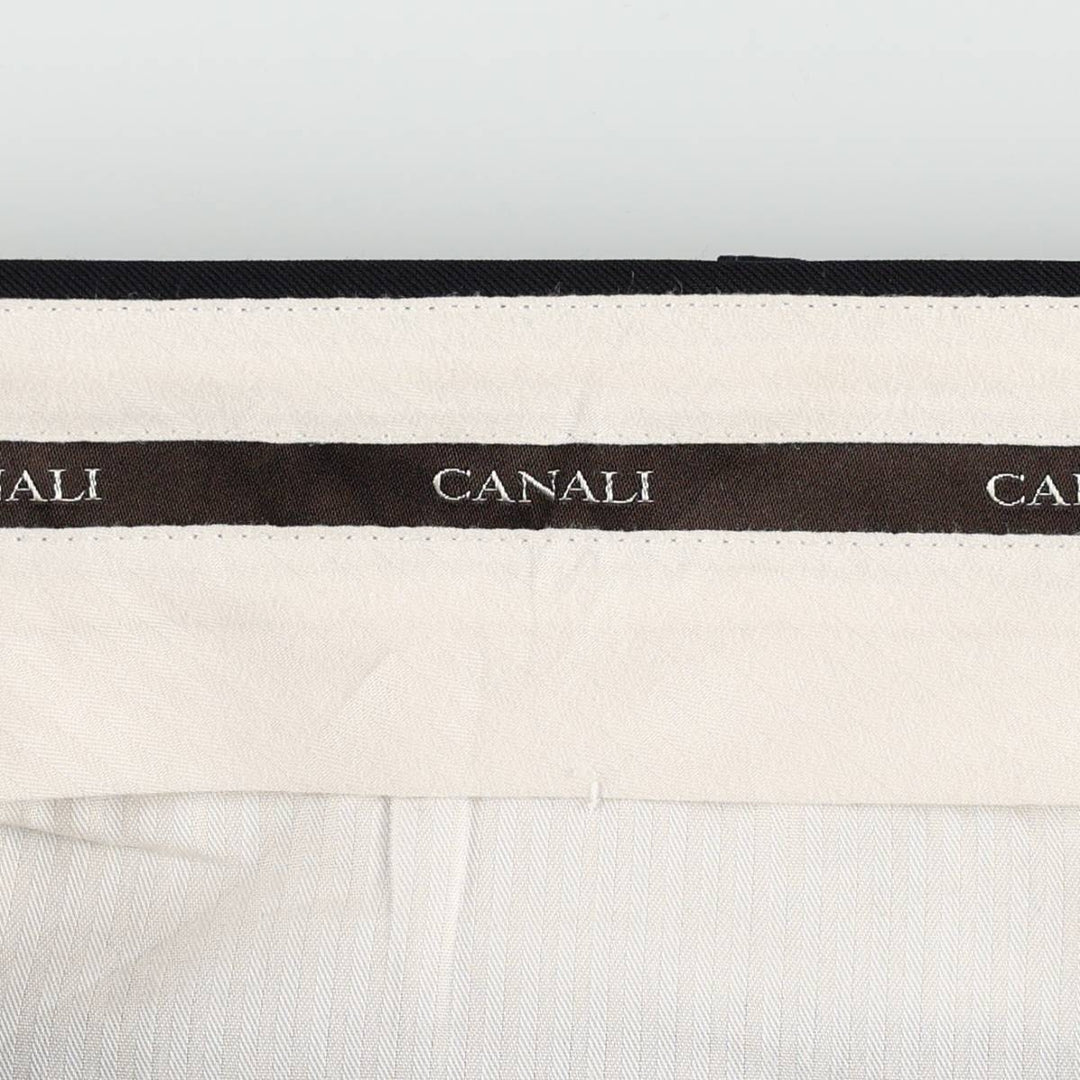 CANALI Stripe Pattern One-Pleat Wool Trousers/Slacks, Made in Italy, Men's W35 (approx.) wool navy blue type Vintage Second Hand
