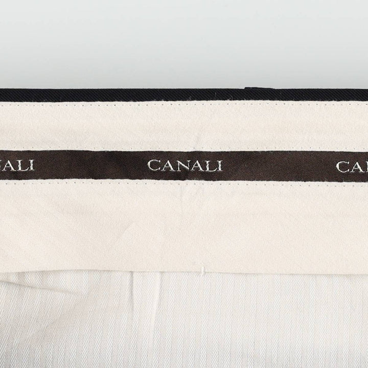 CANALI Stripe Pattern One-Pleat Wool Trousers/Slacks, Made in Italy, Men's W35 (approx.) wool navy blue type Vintage Second Hand
