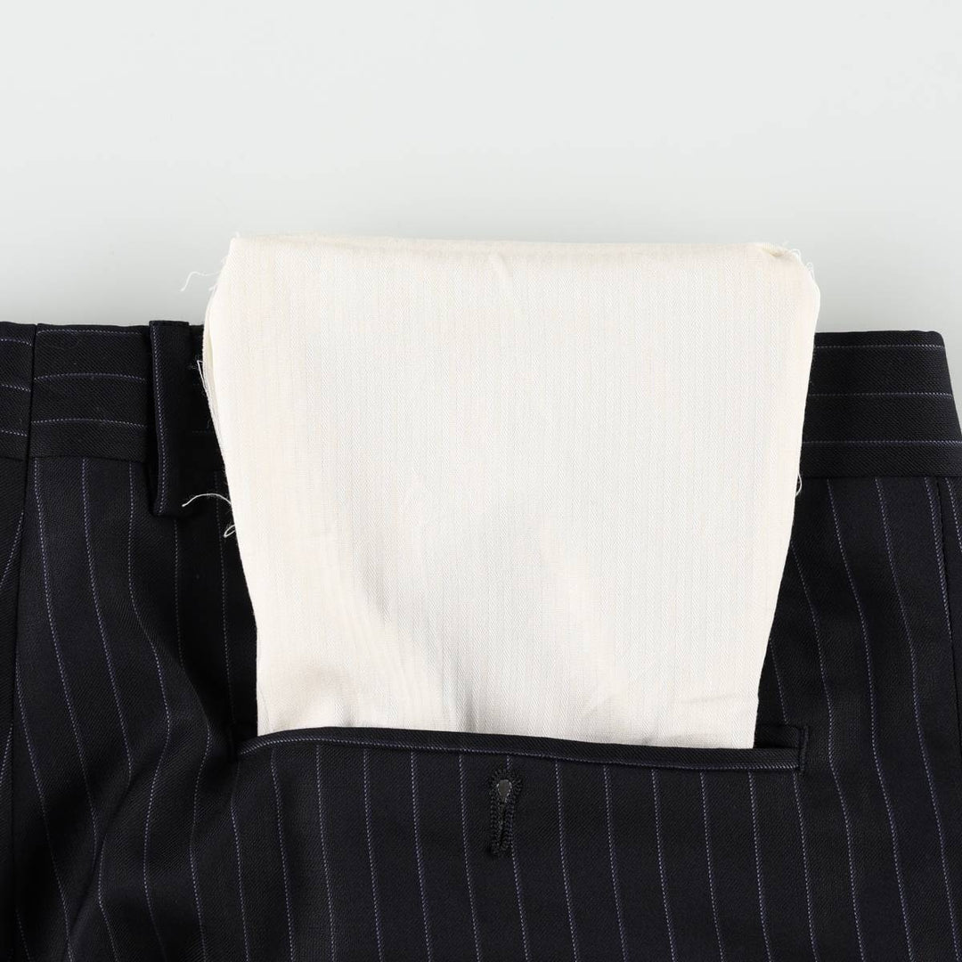 CANALI Stripe Pattern One-Pleat Wool Trousers/Slacks, Made in Italy, Men's W35 (approx.) wool navy blue type Vintage Second Hand