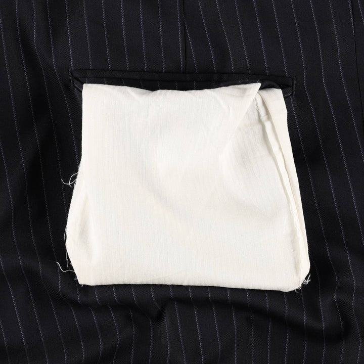 CANALI Stripe Pattern One-Pleat Wool Trousers/Slacks, Made in Italy, Men's W35 (approx.) wool navy blue type Vintage Second Hand