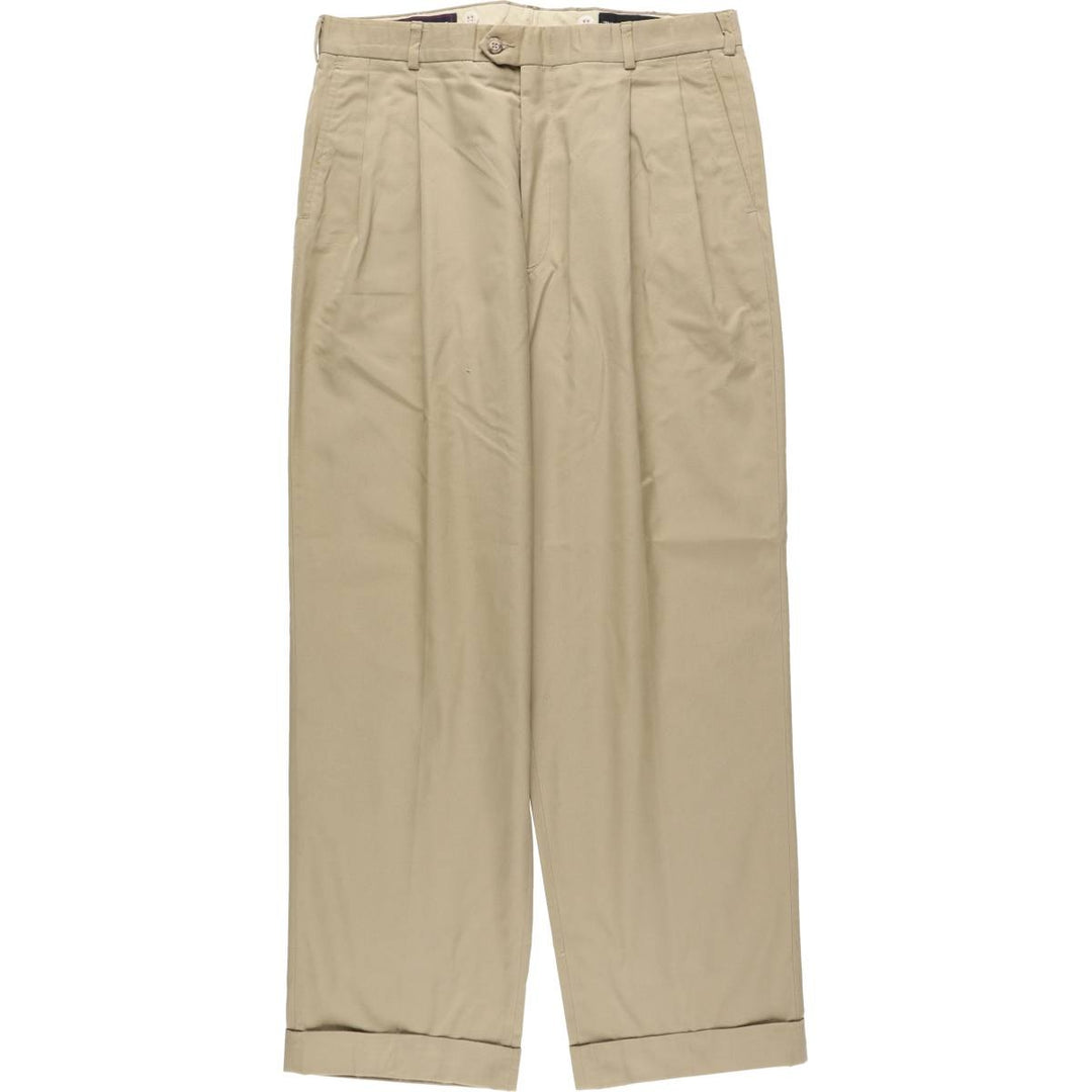 ~90'S JG HOOK TODAY'S MAN Two-Pleat Poly/Cotton Slacks Pants, Made in USA, Men's W34 (approx.), Vintage cotton Beige type Vintage Second Hand