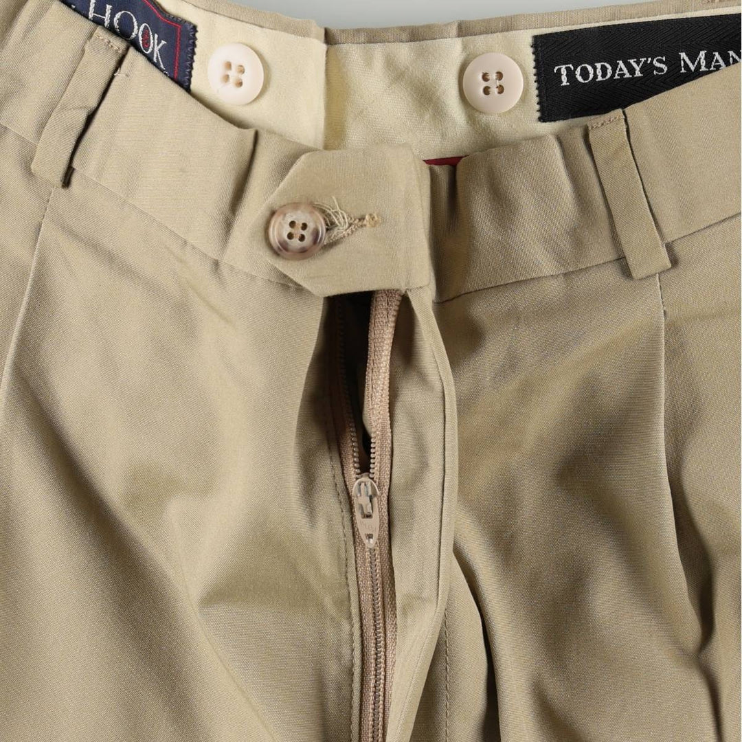 ~90'S JG HOOK TODAY'S MAN Two-Pleat Poly/Cotton Slacks Pants, Made in USA, Men's W34 (approx.), Vintage cotton Beige type Vintage Second Hand