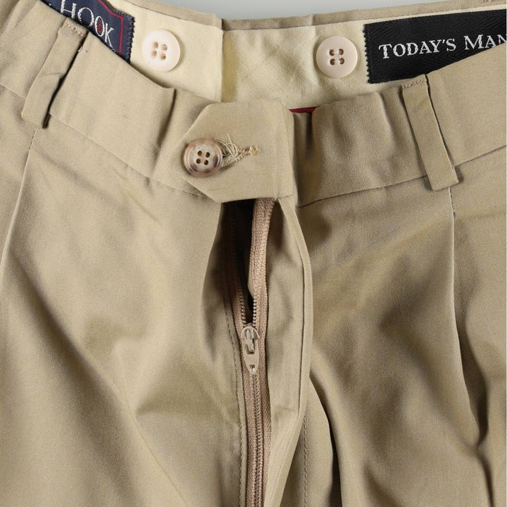 ~90'S JG HOOK TODAY'S MAN Two-Pleat Poly/Cotton Slacks Pants, Made in USA, Men's W34 (approx.), Vintage cotton Beige type Vintage Second Hand