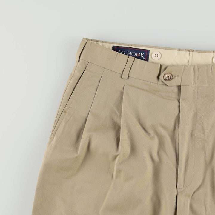 ~90'S JG HOOK TODAY'S MAN Two-Pleat Poly/Cotton Slacks Pants, Made in USA, Men's W34 (approx.), Vintage cotton Beige type Vintage Second Hand