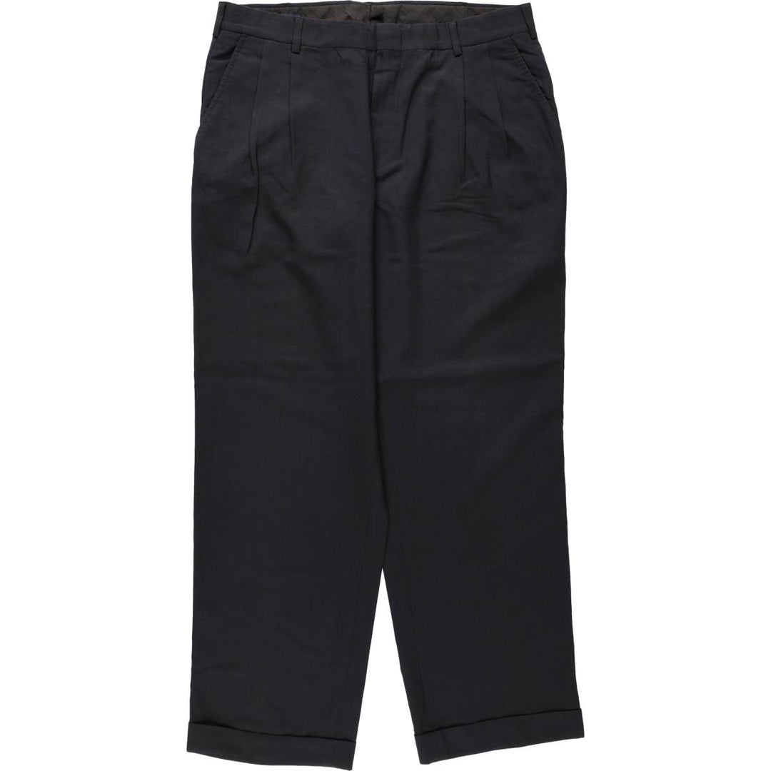 Lands' End two-pleat wool trousers, men's size W35 (approx.) wool navy blue type Vintage Second Hand