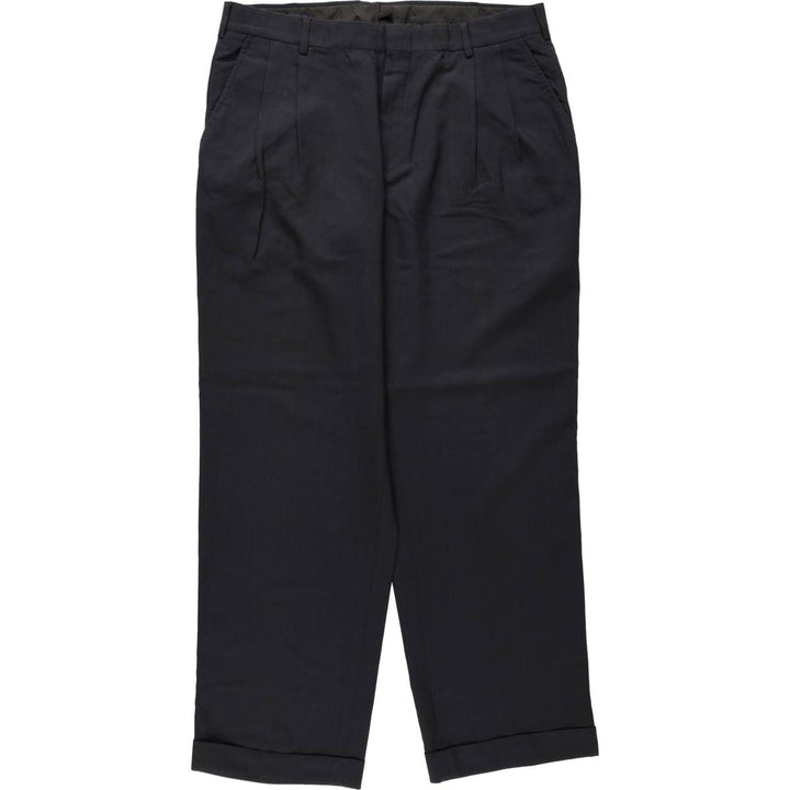 Lands' End two-pleat wool trousers, men's size W35 (approx.) wool navy blue type Vintage Second Hand