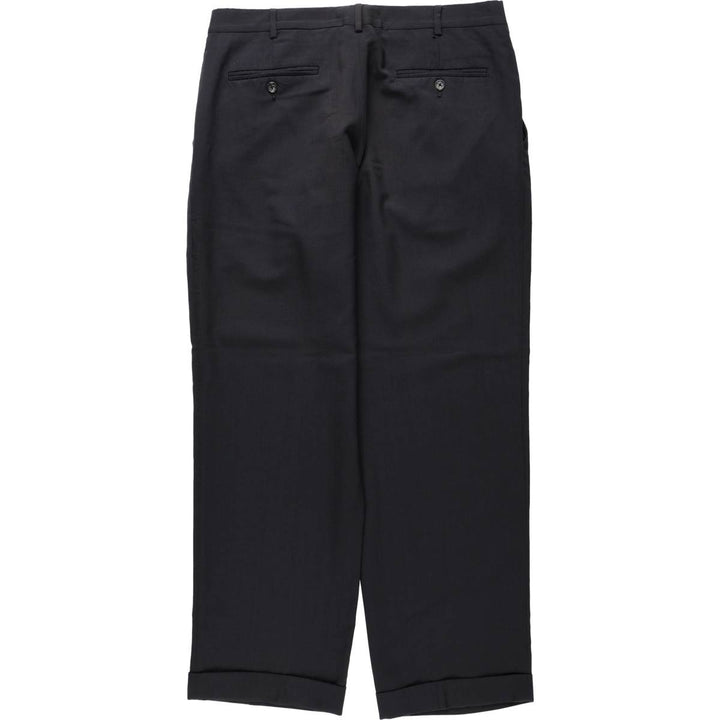 Lands' End two-pleat wool trousers, men's size W35 (approx.) wool navy blue type Vintage Second Hand
