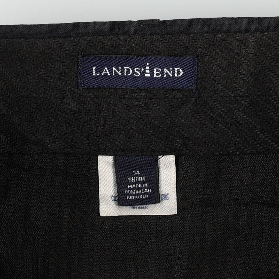 Lands' End two-pleat wool trousers, men's size W35 (approx.) wool navy blue type Vintage Second Hand