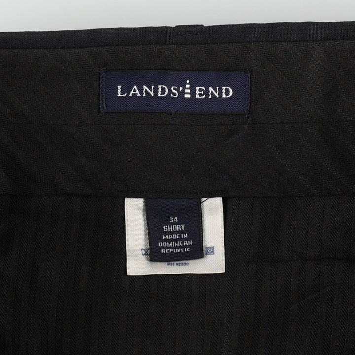 Lands' End two-pleat wool trousers, men's size W35 (approx.) wool navy blue type Vintage Second Hand