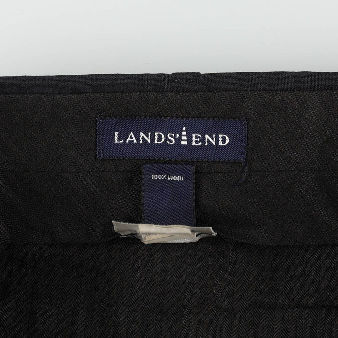 Lands' End two-pleat wool trousers, men's size W35 (approx.) wool navy blue type Vintage Second Hand