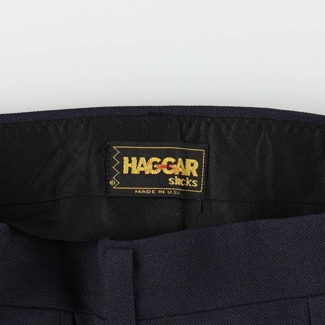 ~1980'S HAGGAR slacks pants, made in USA, men's size W32 equivalent, vintage. unclear navy blue type Vintage Second Hand