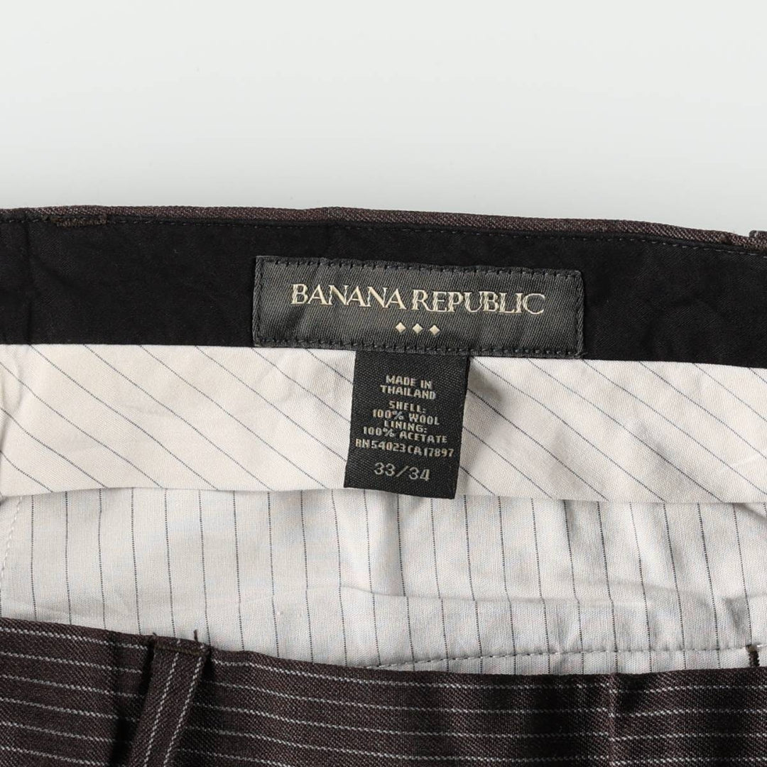 Banana Republic Stripe Pattern Wool Pants Slacks Men's W34 (approx.) wool walnut Vintage Second Hand