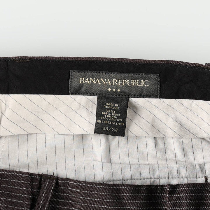 Banana Republic Stripe Pattern Wool Pants Slacks Men's W34 (approx.) wool walnut Vintage Second Hand