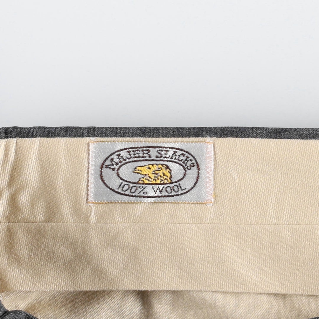 MAJER SLACKS Wool Pants, Slacks, Made in USA, Men's W33 (approx.), Vintage. wool gray type Vintage Second Hand