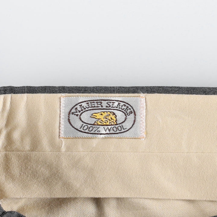 MAJER SLACKS Wool Pants, Slacks, Made in USA, Men's W33 (approx.), Vintage. wool gray type Vintage Second Hand