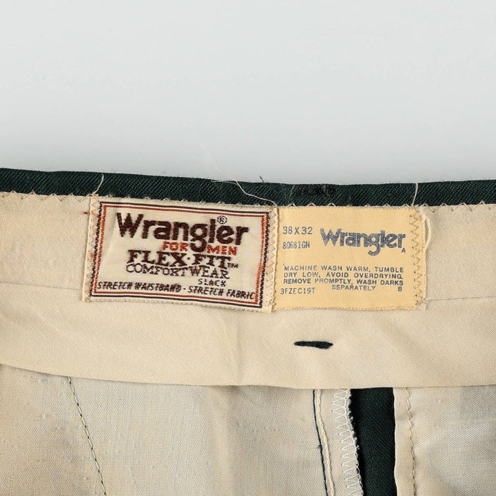 70s-80'S Wrangler FLEX-FIT COMFORT WEAR SLACK trousers, men's size W35 (approx.) unclear green type Vintage Second Hand