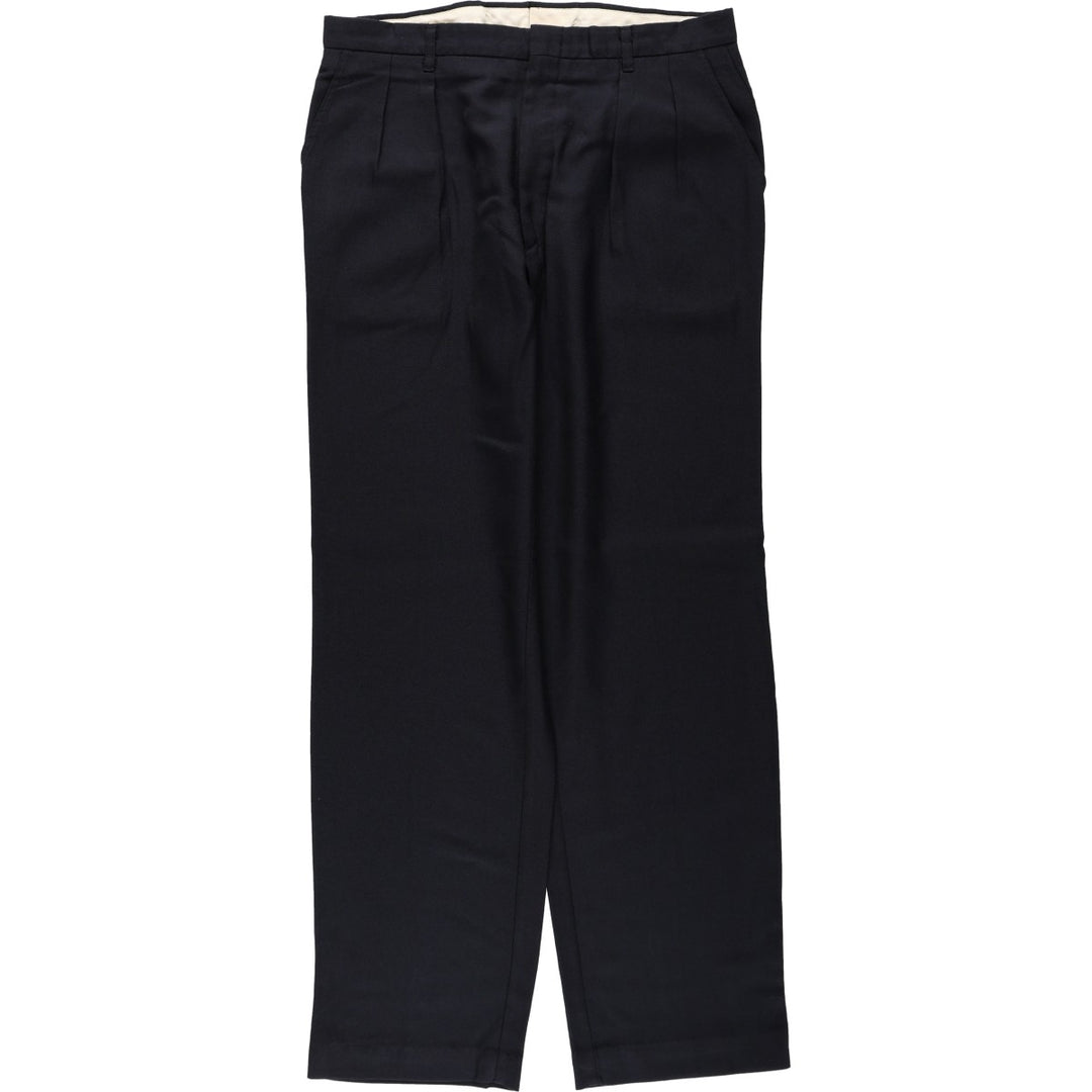 Vintage two-pleat slacks, made in the USA, men's size W34. unclear navy blue type Vintage Second Hand