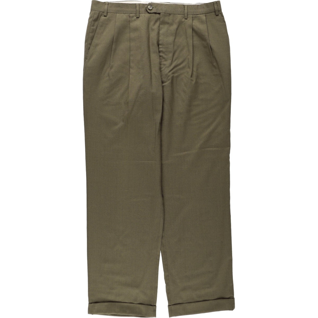 Ralph Lauren LAUREN Two-pleat Wool Pants, Men's Slacks, Size W37 wool Khaki type Vintage Second Hand
