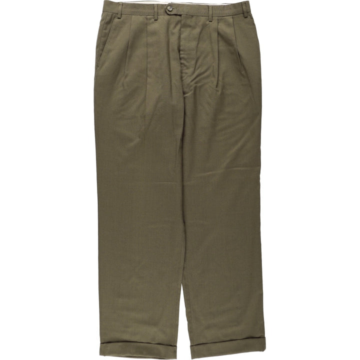 Ralph Lauren LAUREN Two-pleat Wool Pants, Men's Slacks, Size W37 wool Khaki type Vintage Second Hand