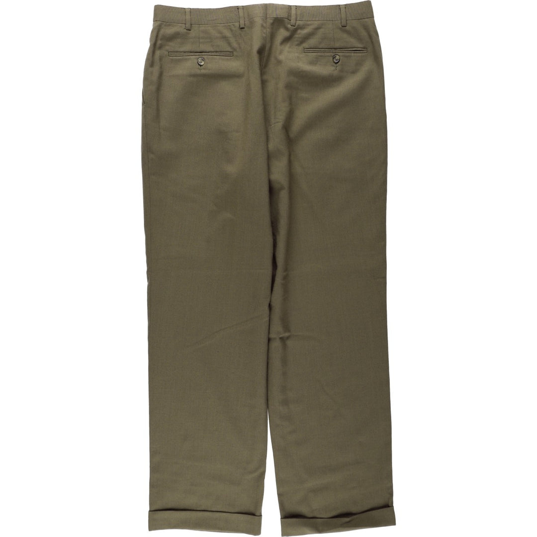 Ralph Lauren LAUREN Two-pleat Wool Pants, Men's Slacks, Size W37 wool Khaki type Vintage Second Hand