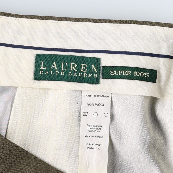 Ralph Lauren LAUREN Two-pleat Wool Pants, Men's Slacks, Size W37 wool Khaki type Vintage Second Hand