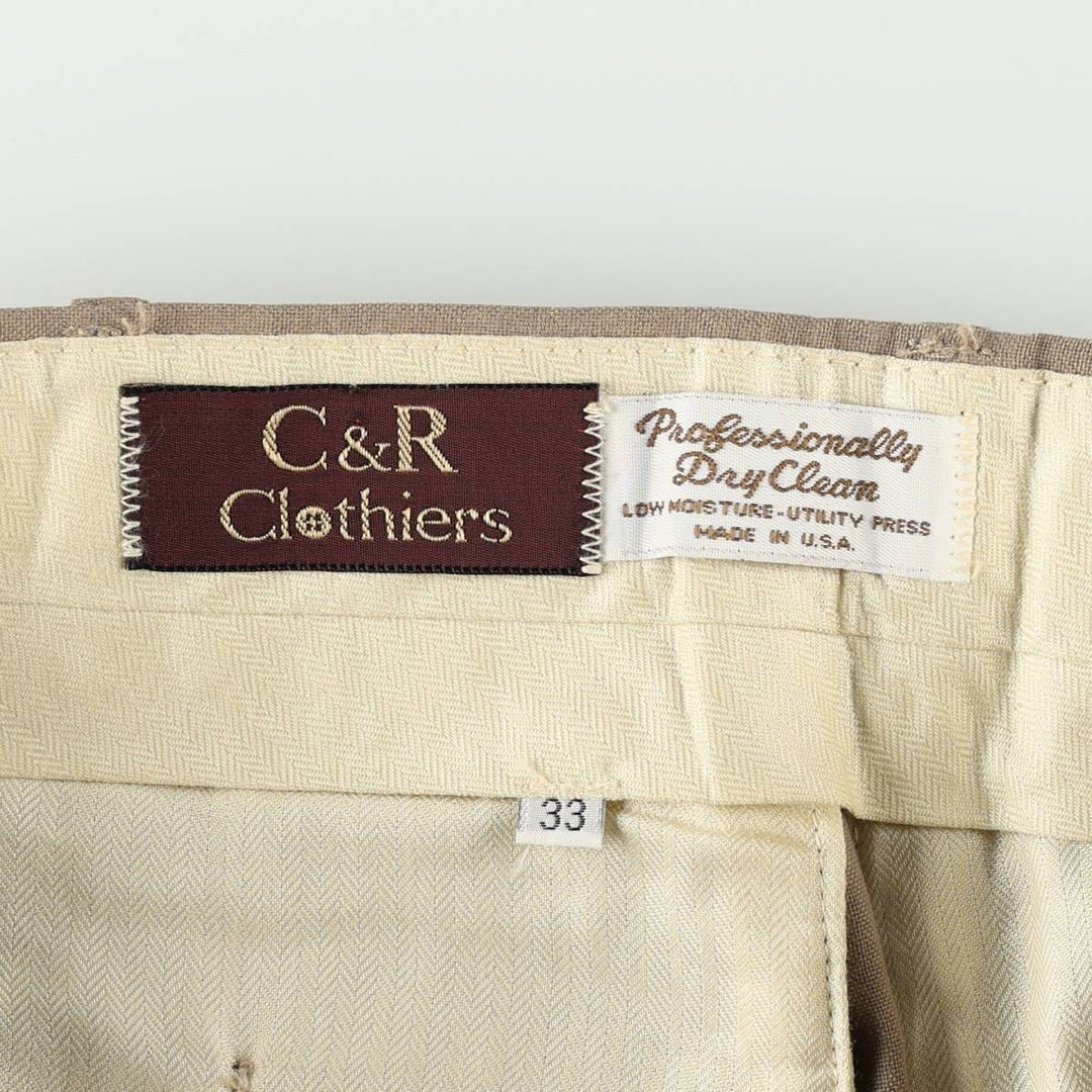 70s-80'S C and R Clothiers slacks, made in USA, men's size W33 (approx.) unclear Beige type Vintage Second Hand