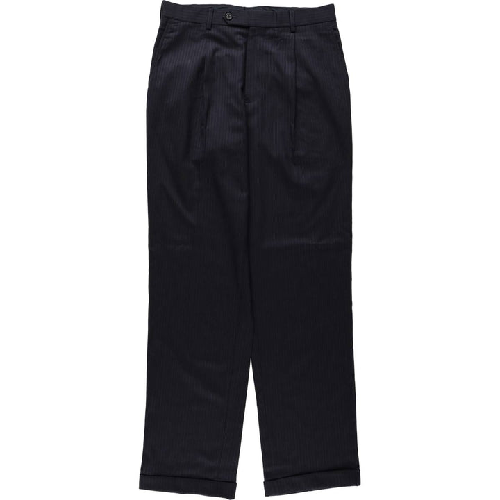 Brooks Brothers ESTABLISHED 1818 One-Pleat Stripe Pattern Wool Trousers, Men's Size W32 (approx.) wool black type Vintage Second Hand