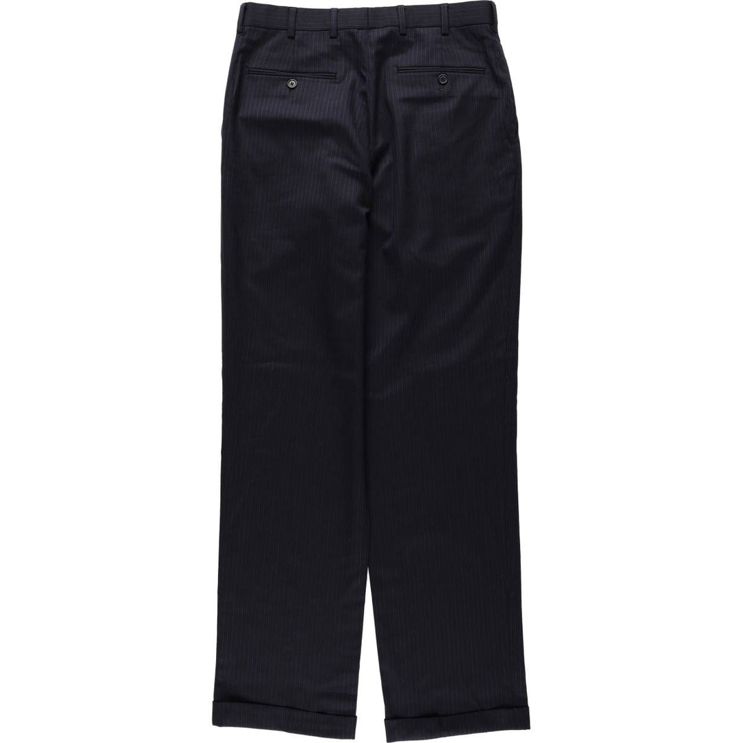 Brooks Brothers ESTABLISHED 1818 One-Pleat Stripe Pattern Wool Trousers, Men's Size W32 (approx.) wool black type Vintage Second Hand