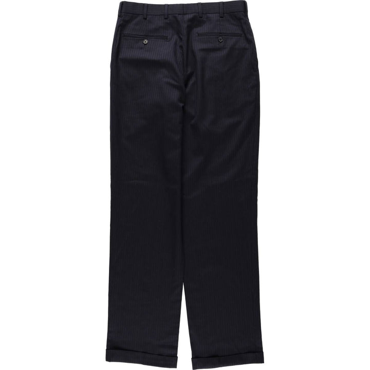 Brooks Brothers ESTABLISHED 1818 One-Pleat Stripe Pattern Wool Trousers, Men's Size W32 (approx.) wool black type Vintage Second Hand