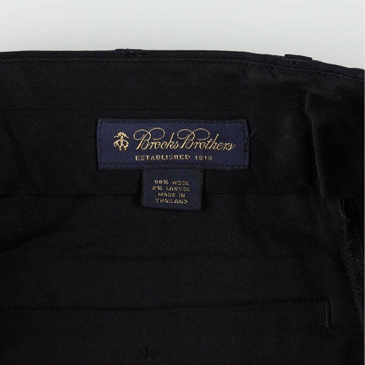Brooks Brothers ESTABLISHED 1818 One-Pleat Stripe Pattern Wool Trousers, Men's Size W32 (approx.) wool black type Vintage Second Hand