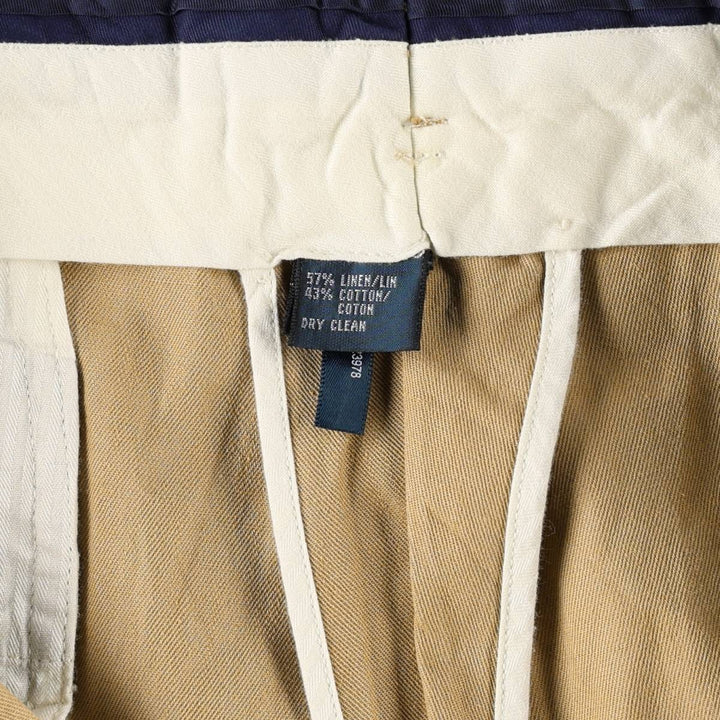Ralph Lauren POLO by Ralph Lauren linen pants/slacks, men's size W39 (approx.) linen Beige type Vintage Second Hand