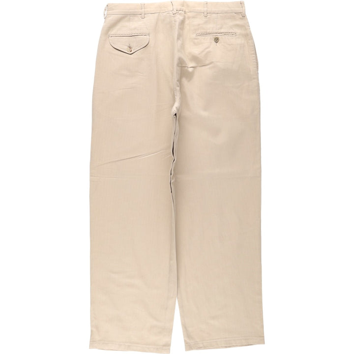 Ralph Lauren POLO by Ralph Lauren Two-Pleat Herringbone Slacks Pants, Men's Size W33 (approx.) cotton Beige type Vintage Second Hand