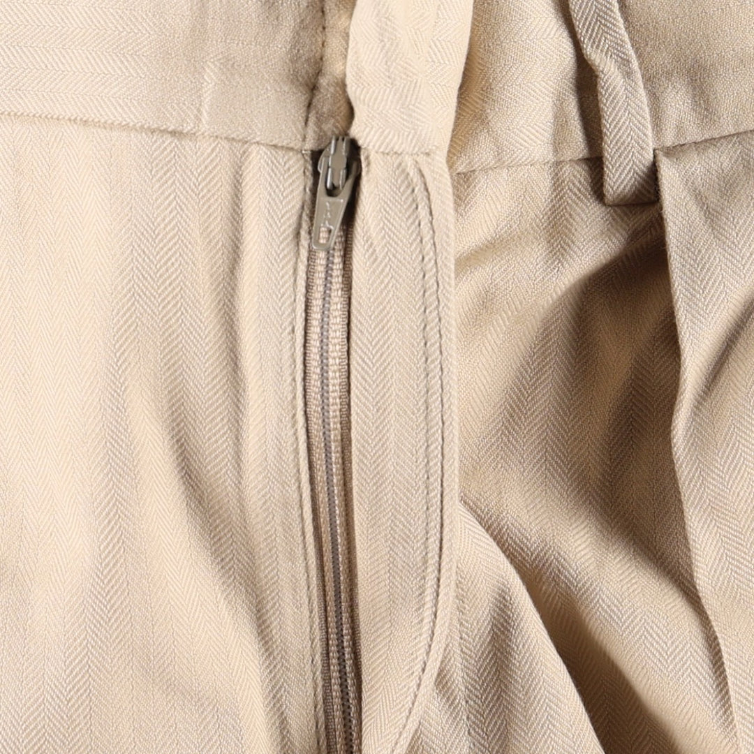 Ralph Lauren POLO by Ralph Lauren Two-Pleat Herringbone Slacks Pants, Men's Size W33 (approx.) cotton Beige type Vintage Second Hand