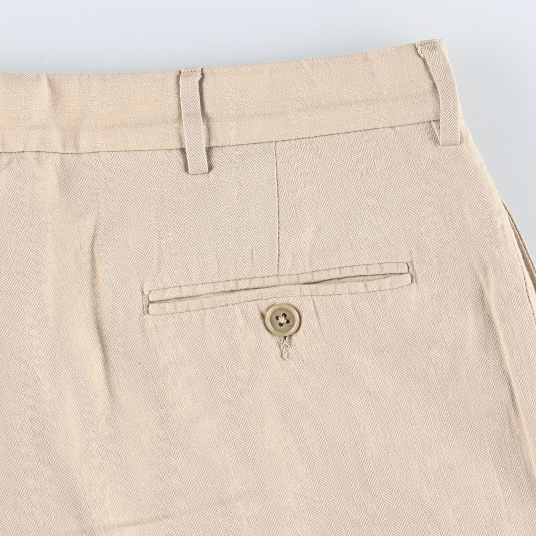 Ralph Lauren POLO by Ralph Lauren Two-Pleat Herringbone Slacks Pants, Men's Size W33 (approx.) cotton Beige type Vintage Second Hand