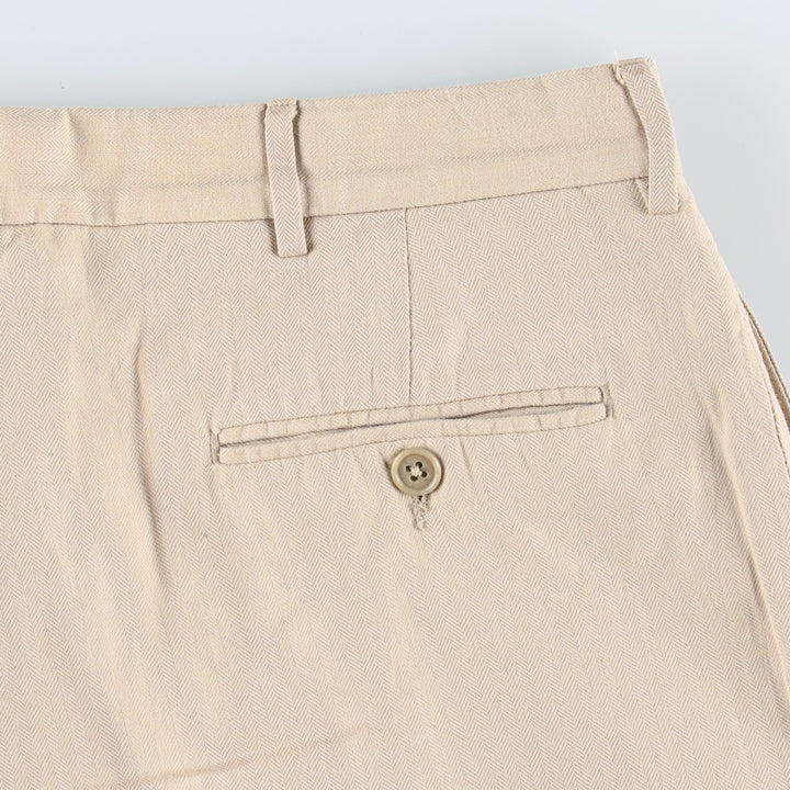 Ralph Lauren POLO by Ralph Lauren Two-Pleat Herringbone Slacks Pants, Men's Size W33 (approx.) cotton Beige type Vintage Second Hand