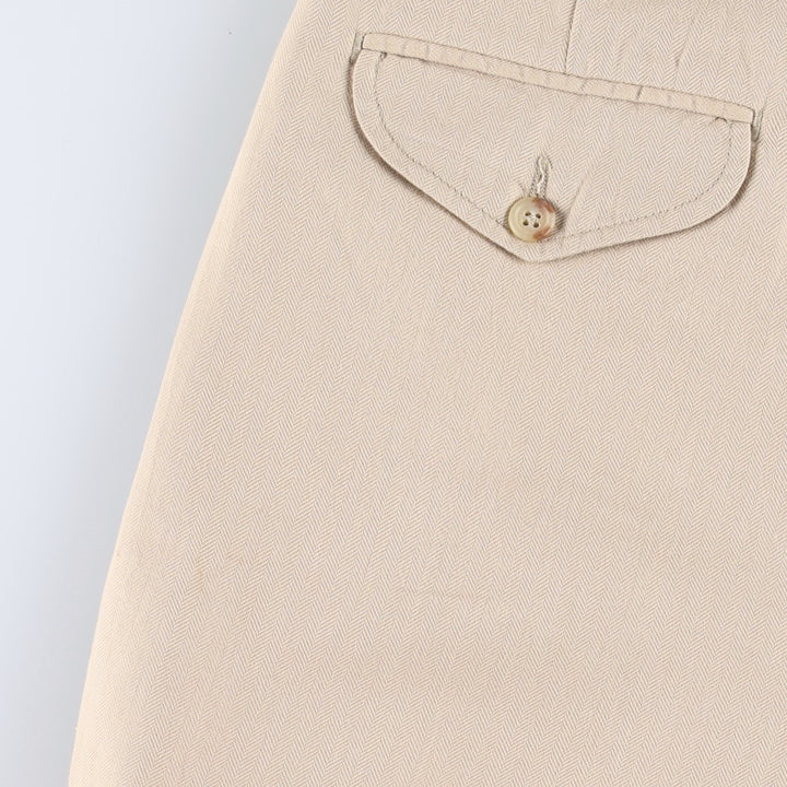 Ralph Lauren POLO by Ralph Lauren Two-Pleat Herringbone Slacks Pants, Men's Size W33 (approx.) cotton Beige type Vintage Second Hand
