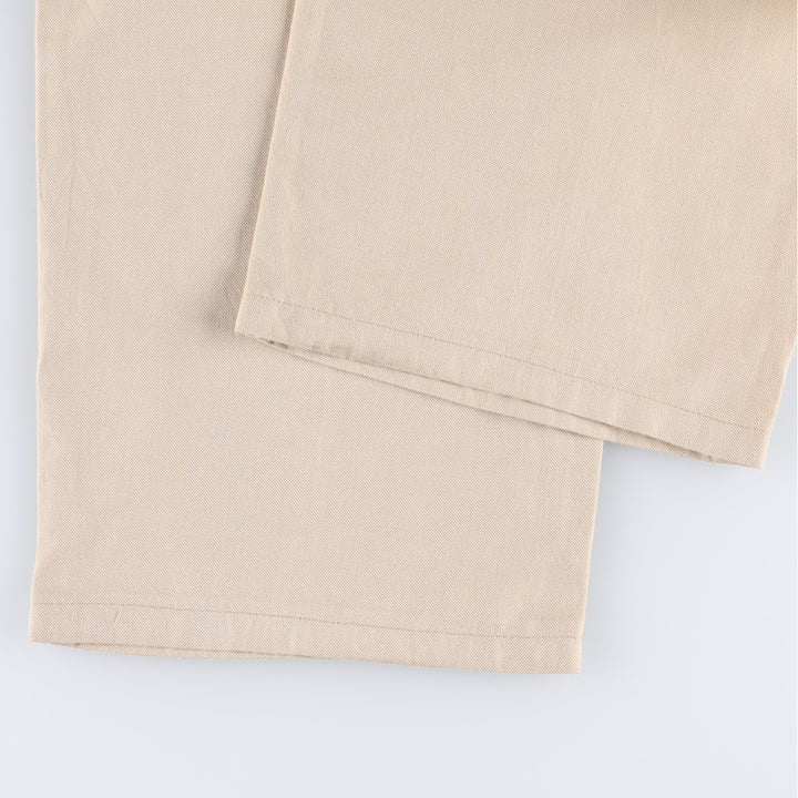 Ralph Lauren POLO by Ralph Lauren Two-Pleat Herringbone Slacks Pants, Men's Size W33 (approx.) cotton Beige type Vintage Second Hand