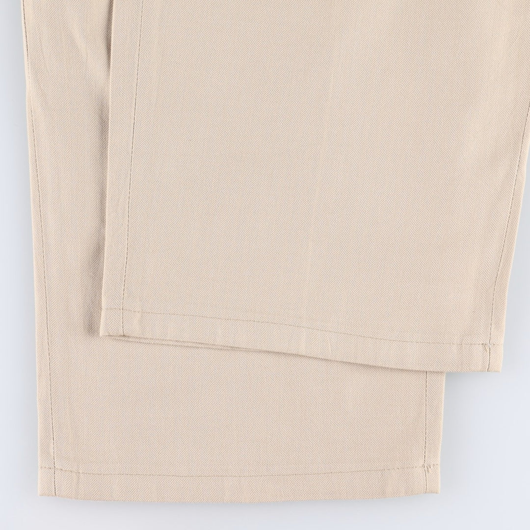 Ralph Lauren POLO by Ralph Lauren Two-Pleat Herringbone Slacks Pants, Men's Size W33 (approx.) cotton Beige type Vintage Second Hand