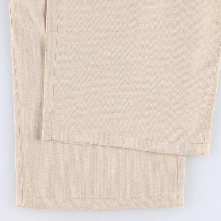 Ralph Lauren POLO by Ralph Lauren Two-Pleat Herringbone Slacks Pants, Men's Size W33 (approx.) cotton Beige type Vintage Second Hand