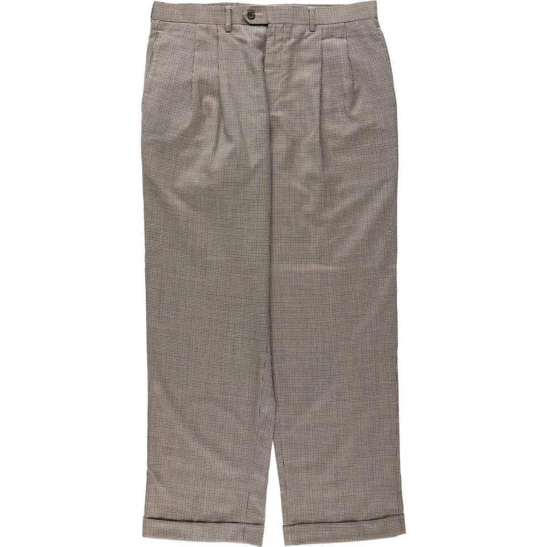 Ralph Lauren LAUREN Check Pattern Houndstooth Pattern Two-Pleat Wool Trousers Slacks Men's W34 (approx.) wool black type Vintage Second Hand