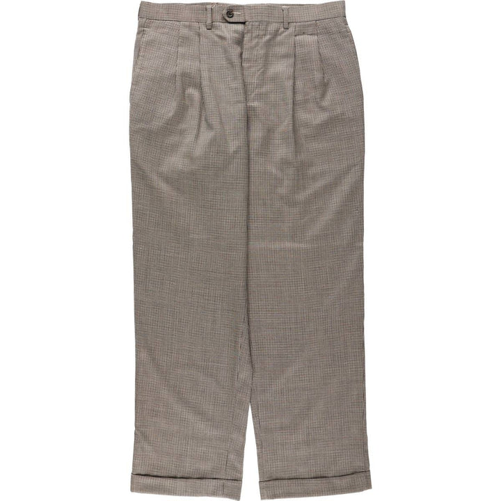 Ralph Lauren LAUREN Check Pattern Houndstooth Pattern Two-Pleat Wool Trousers Slacks Men's W34 (approx.) wool black type Vintage Second Hand