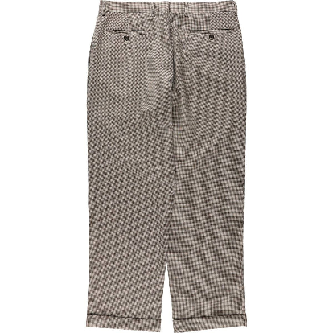 Ralph Lauren LAUREN Check Pattern Houndstooth Pattern Two-Pleat Wool Trousers Slacks Men's W34 (approx.) wool black type Vintage Second Hand