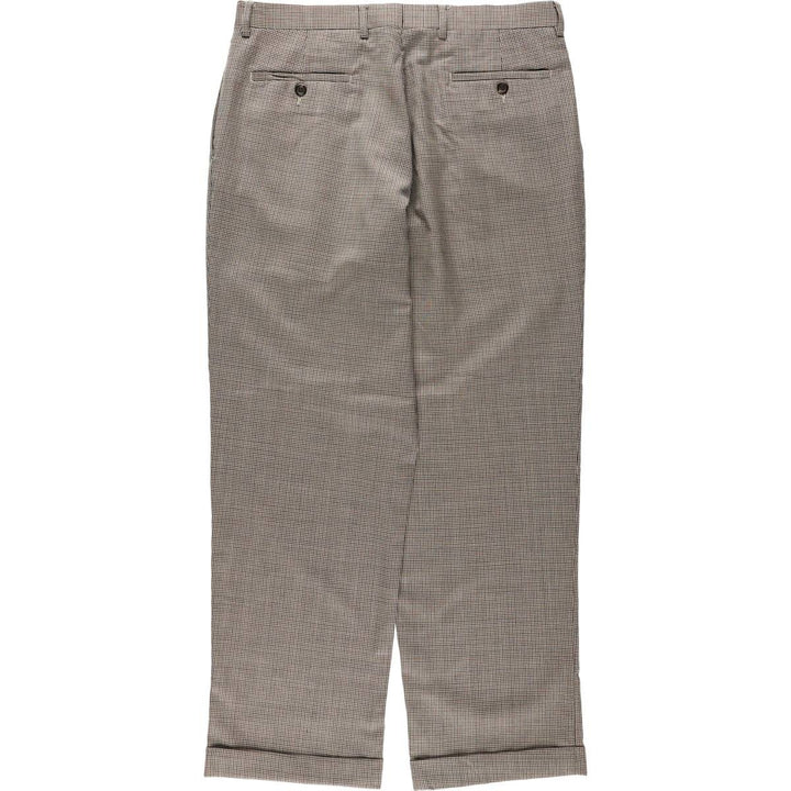 Ralph Lauren LAUREN Check Pattern Houndstooth Pattern Two-Pleat Wool Trousers Slacks Men's W34 (approx.) wool black type Vintage Second Hand