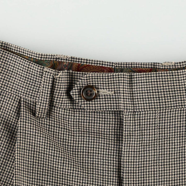 Ralph Lauren LAUREN Check Pattern Houndstooth Pattern Two-Pleat Wool Trousers Slacks Men's W34 (approx.) wool black type Vintage Second Hand