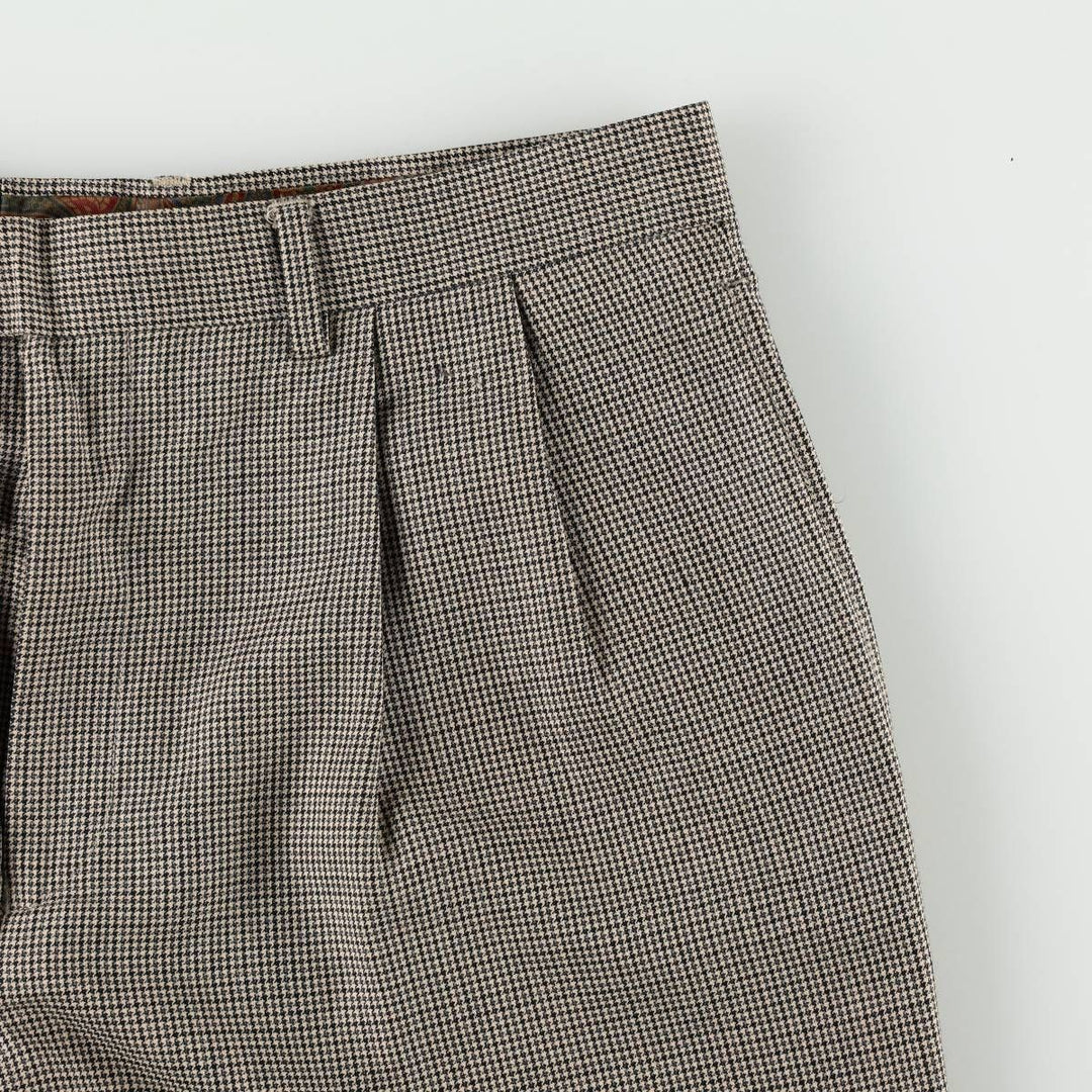 Ralph Lauren LAUREN Check Pattern Houndstooth Pattern Two-Pleat Wool Trousers Slacks Men's W34 (approx.) wool black type Vintage Second Hand