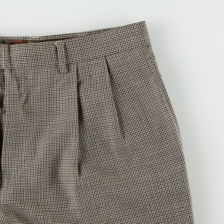 Ralph Lauren LAUREN Check Pattern Houndstooth Pattern Two-Pleat Wool Trousers Slacks Men's W34 (approx.) wool black type Vintage Second Hand