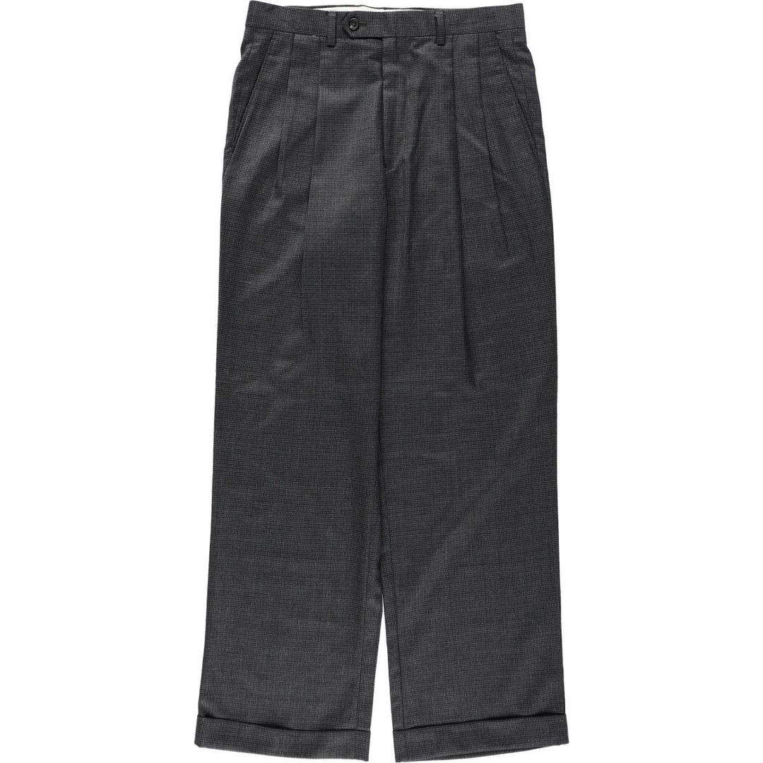 Ralph Lauren LAUREN Check Pattern Houndstooth Pattern Two-Pleat Wool Trousers Slacks Men's W31 (approx.) wool gray type Vintage Second Hand