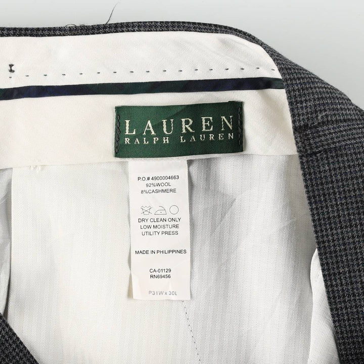 Ralph Lauren LAUREN Check Pattern Houndstooth Pattern Two-Pleat Wool Trousers Slacks Men's W31 (approx.) wool gray type Vintage Second Hand