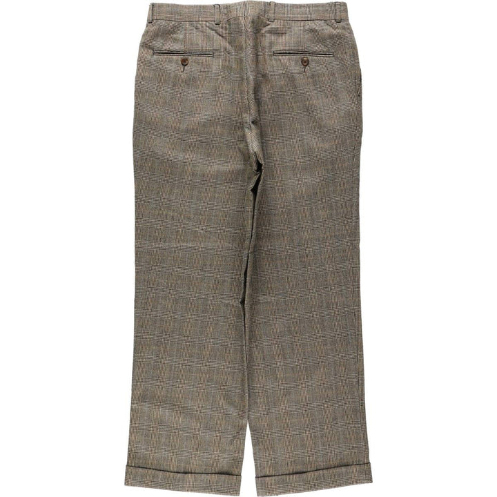 Ralph Lauren LAUREN Check Pattern Houndstooth Pattern Two-Pleat Wool Trousers Slacks Men's W34 (approx.) wool Beige type Vintage Second Hand