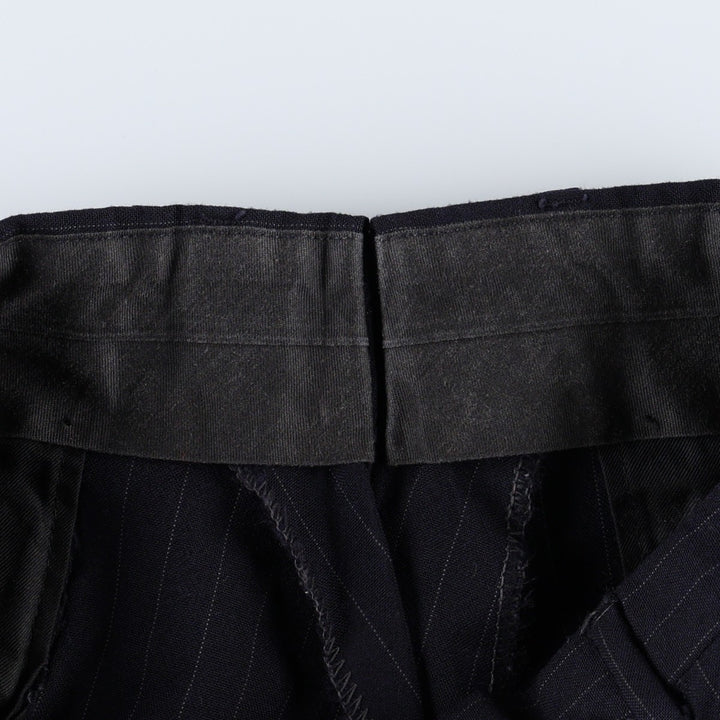 90'S Stripe Pattern One-Pleat Slacks Pants Men's W30 (approx.) Vintage unclear navy blue type Vintage Second Hand